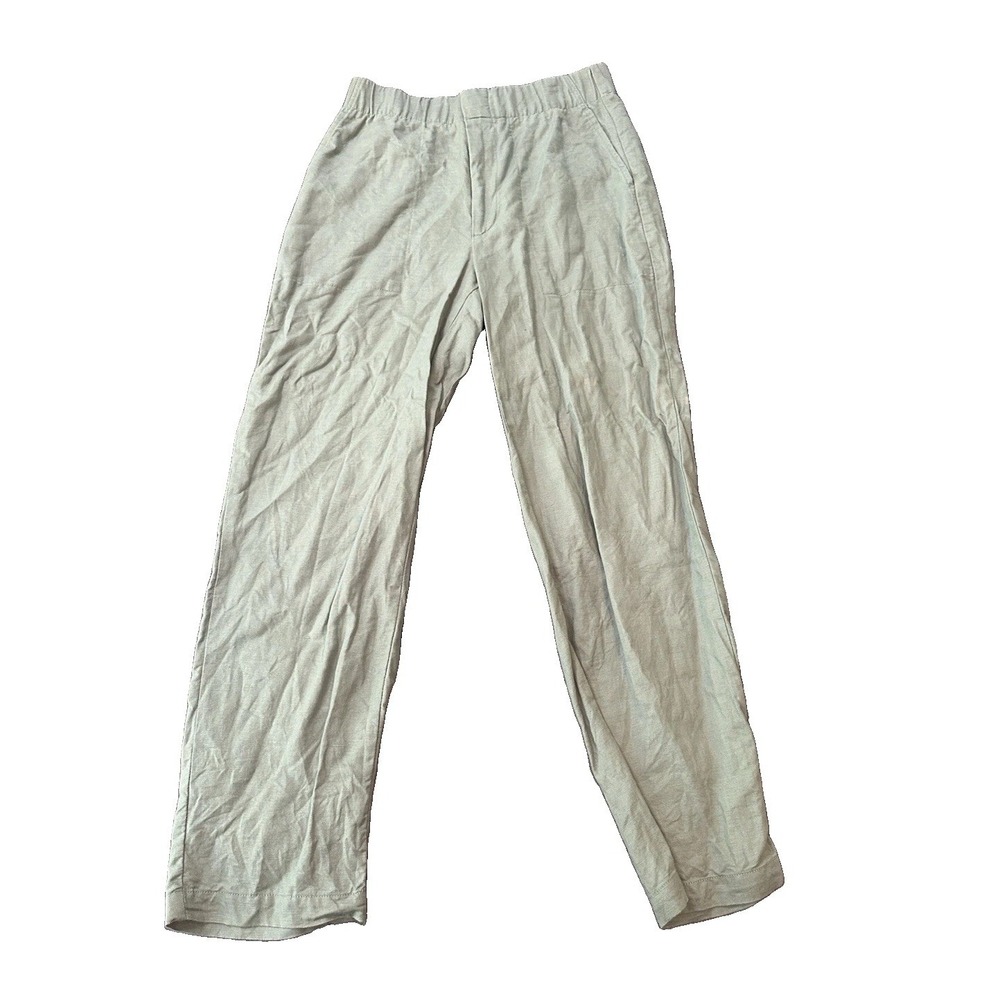 Linen Blend Gap Pleated Womens Sage Green Pants XS Relaxed Lagenlook Elastic